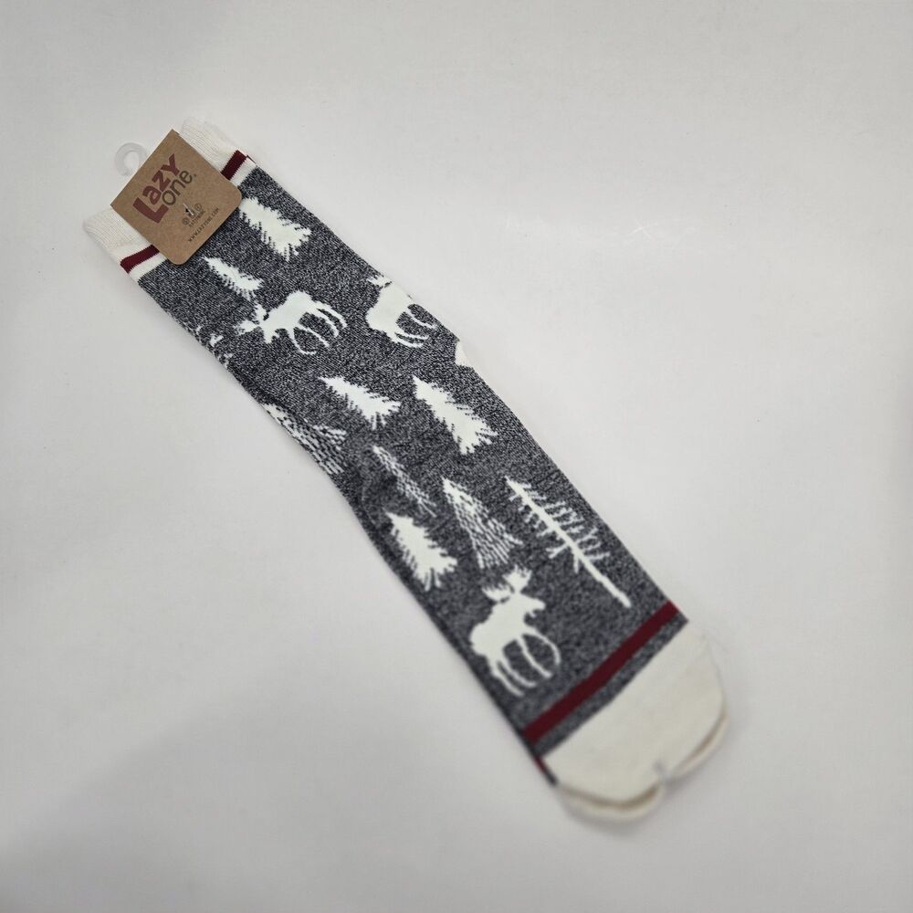 Lazy One Take A Hike Crew Socks Cotton Blend Moose Pine Tree‎ Womens Mens Unisex